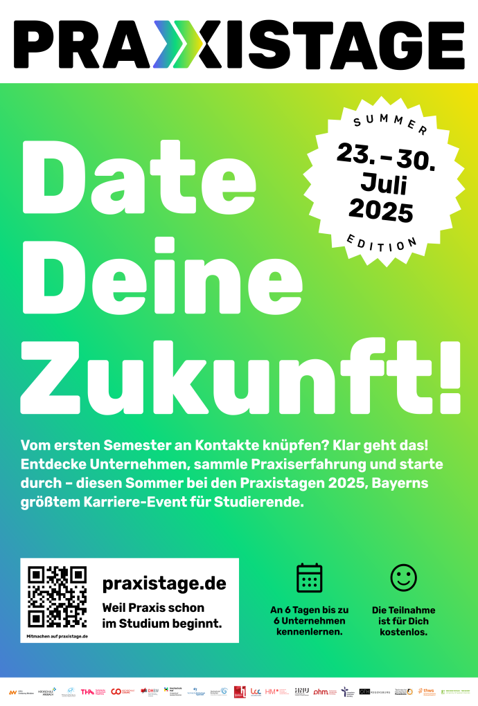 Praxistage Plakat Sommersemester 2025 (hochschuljobs.de / praxistage.de) Praxistage Plakat Sommersemester 2025
