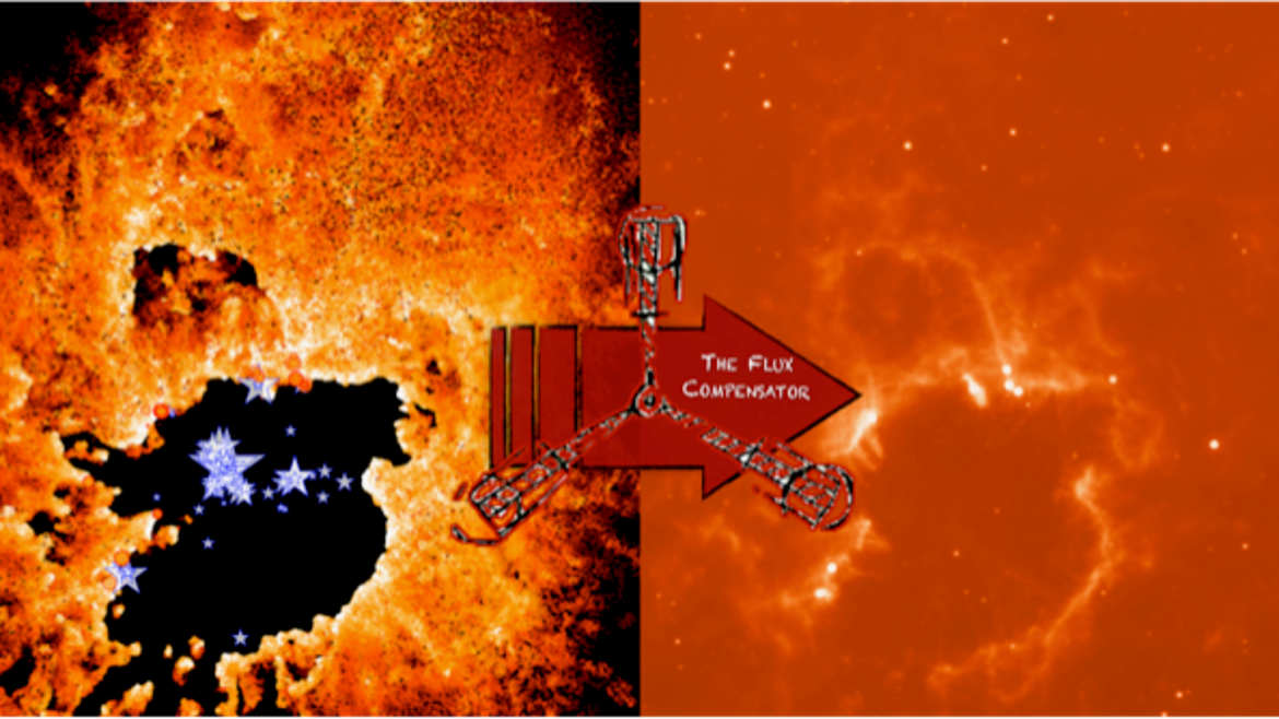 Rechts: Simulation einer Sternentstehungsregion Links: Bild des simulierten Lichtes dieser Simulation im Infraroten 