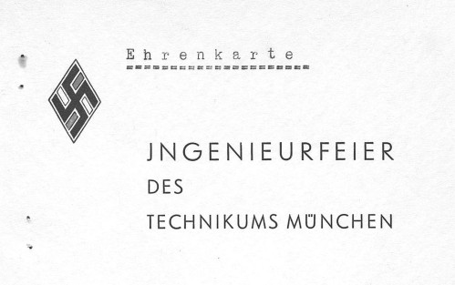 Polytechnikum Ehrenkarte Zeugnisverleihung 1937