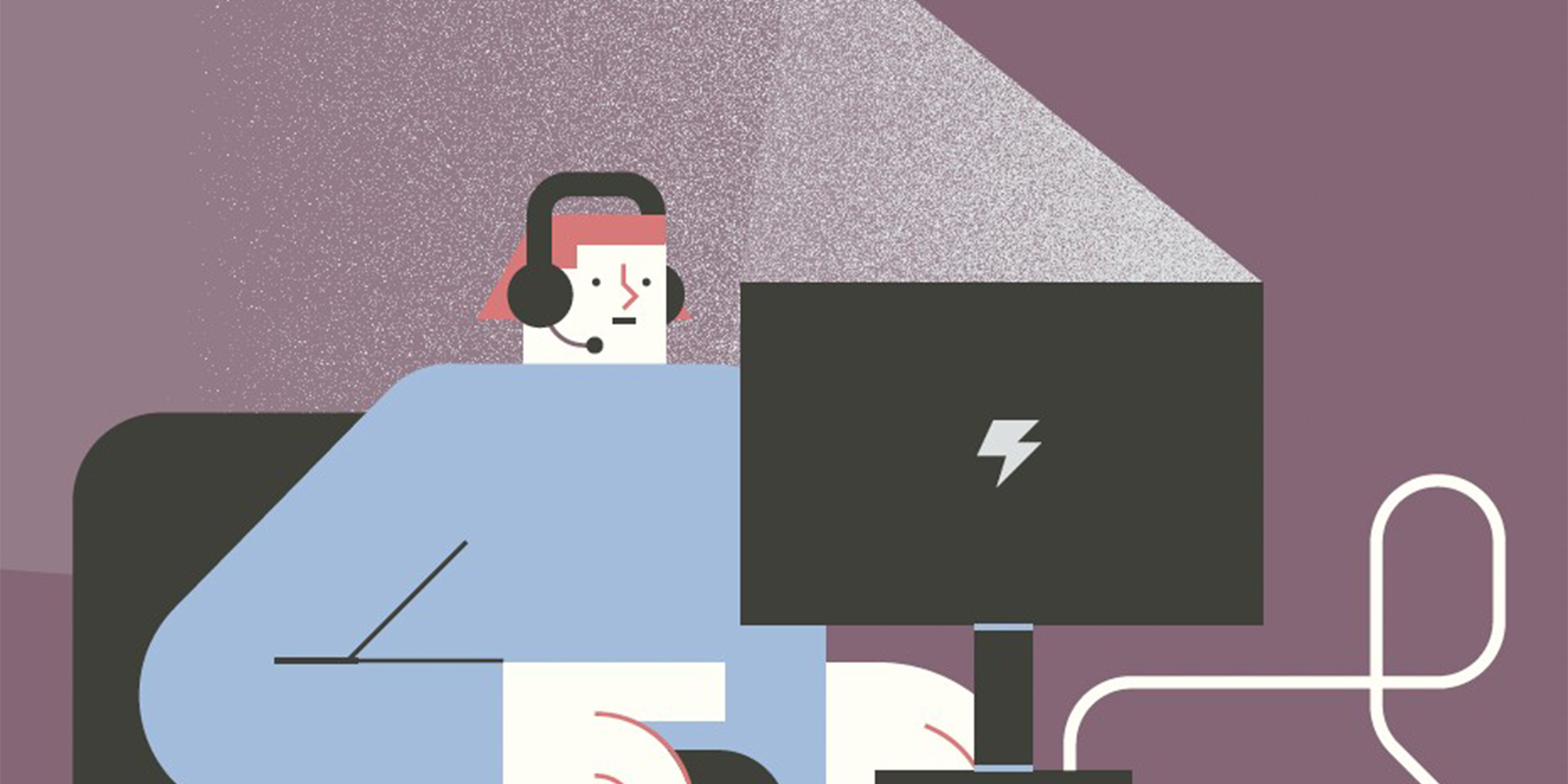 Illustration einer Person am Schreibtisch im Homeoffice