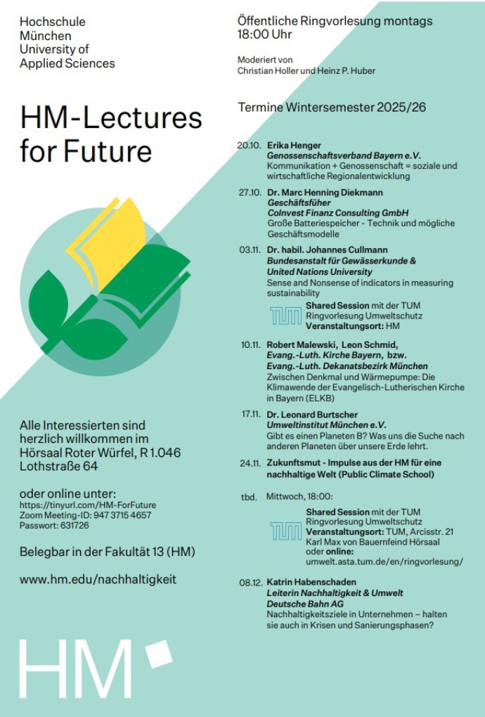 Programm der HM-Lectures for Future Winter 2025 (Grafik: Hanna Hanst) Programm der HM-Lectures for Future Winter 2025