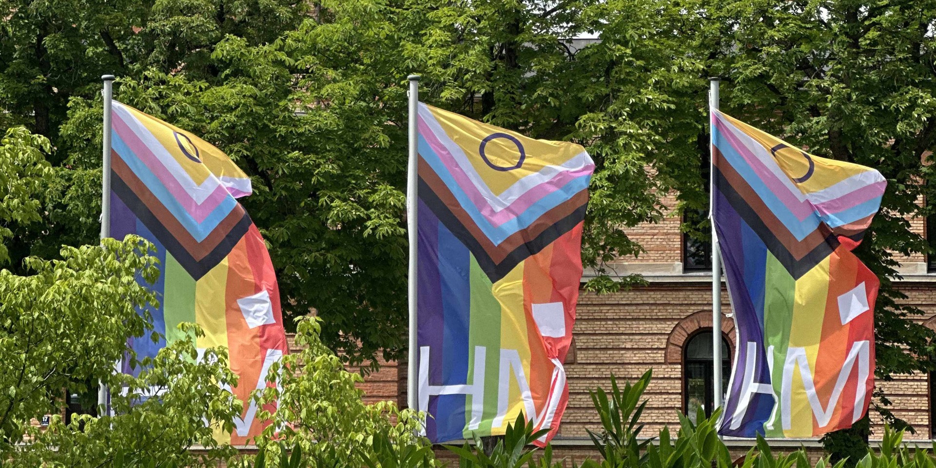 Prideflaggen vor der Hochschule München
