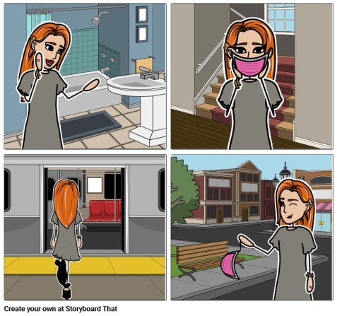 Tipps zum Umgang mit dem Mund-Nasen-Schutz (Bild: Storyboard that)