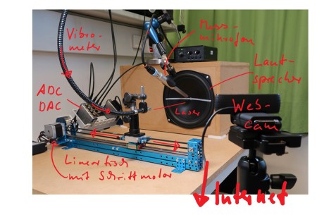 Der Aufbau des Remote-Versuchs für eine Lautsprecher-Messung (Foto: Fakultät für angewandte Naturwissenschaften und Mechatronik)