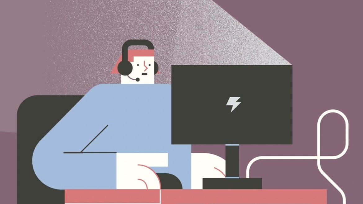 Grafik einer Person am PC