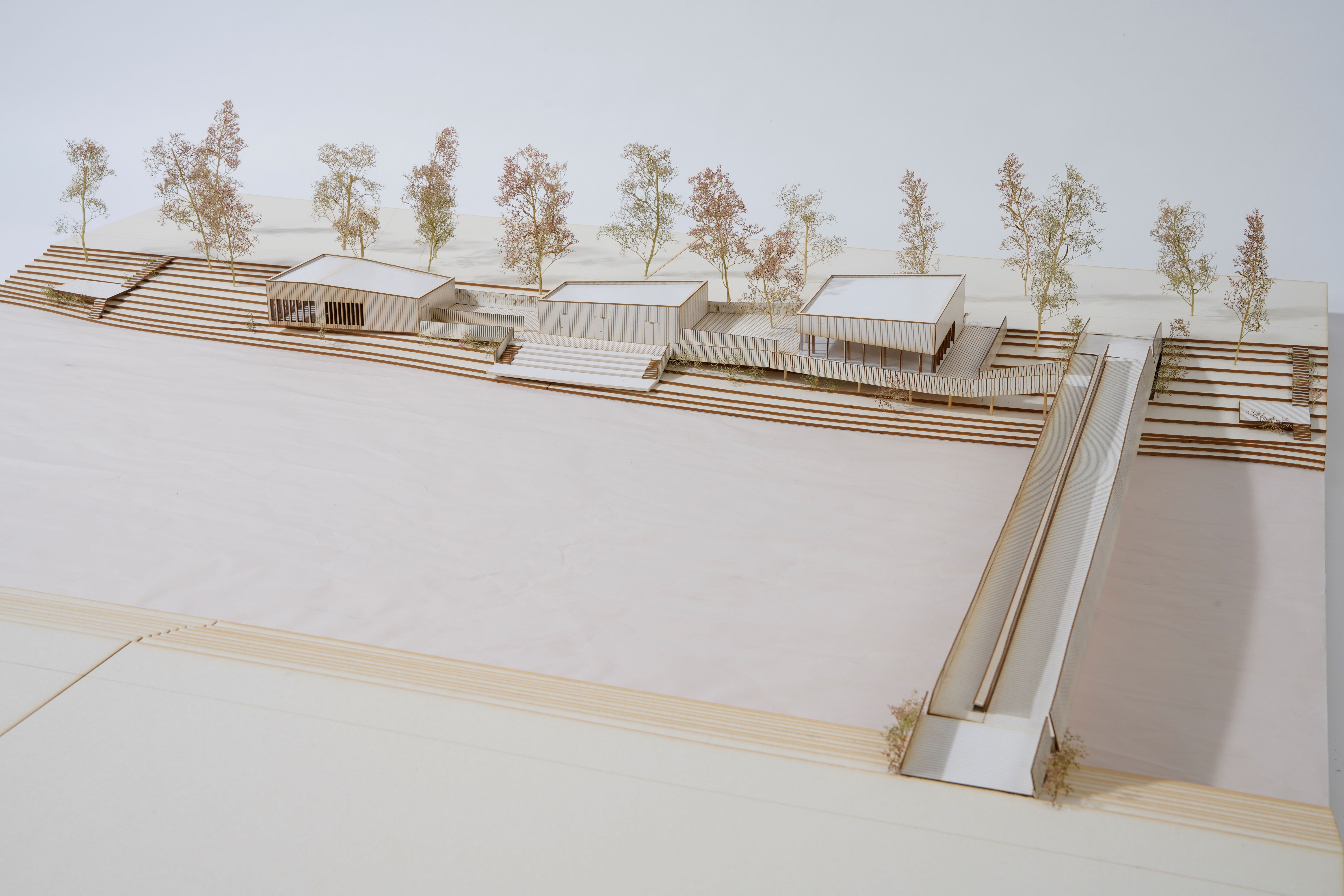 Modell Isarsteg mit Flussbad