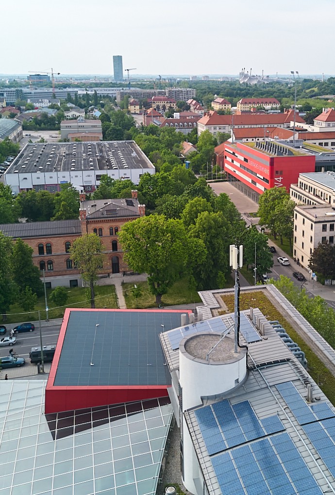Luftaufnahme vom Standort der Hochschule München.