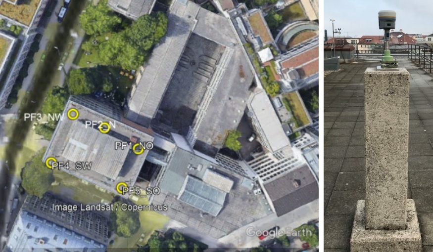 Luftbild mit Beschriftung, Foto Messpunkt