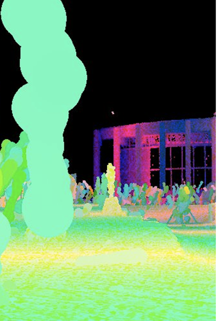 Abbildung 3: Segmentierung von Fahrzeugen in der Bilddomäne, links die erkannten Objekte im Bild, rechts die daraus abgeleiteten pixelgenauen Masken.