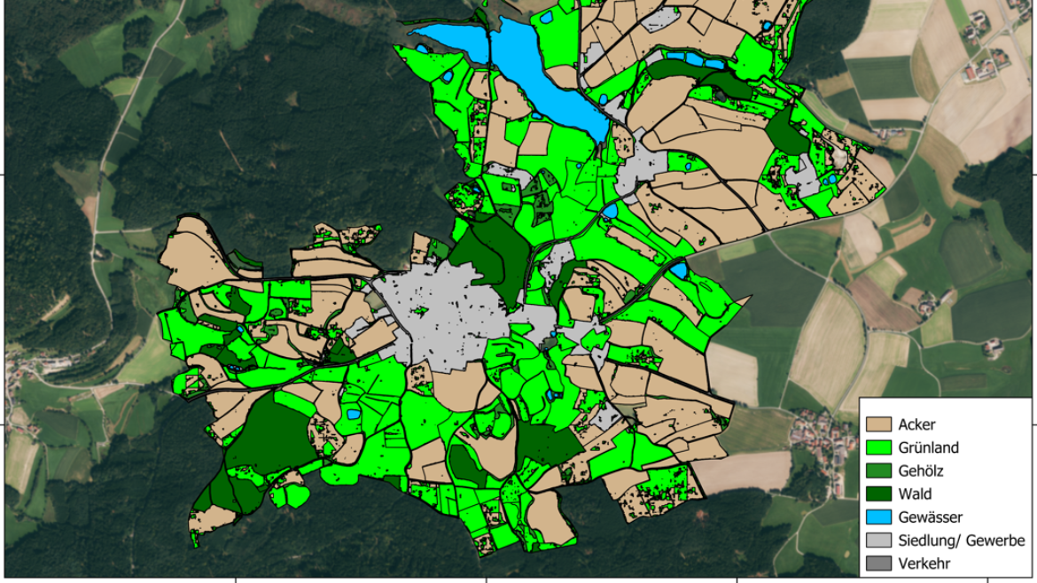 Ergebnis mit BDLM (Abbildung: Jonathan Kraus; Geobasisdaten: Bayerische Vermessungsverwaltung) Ausschnitt Karte