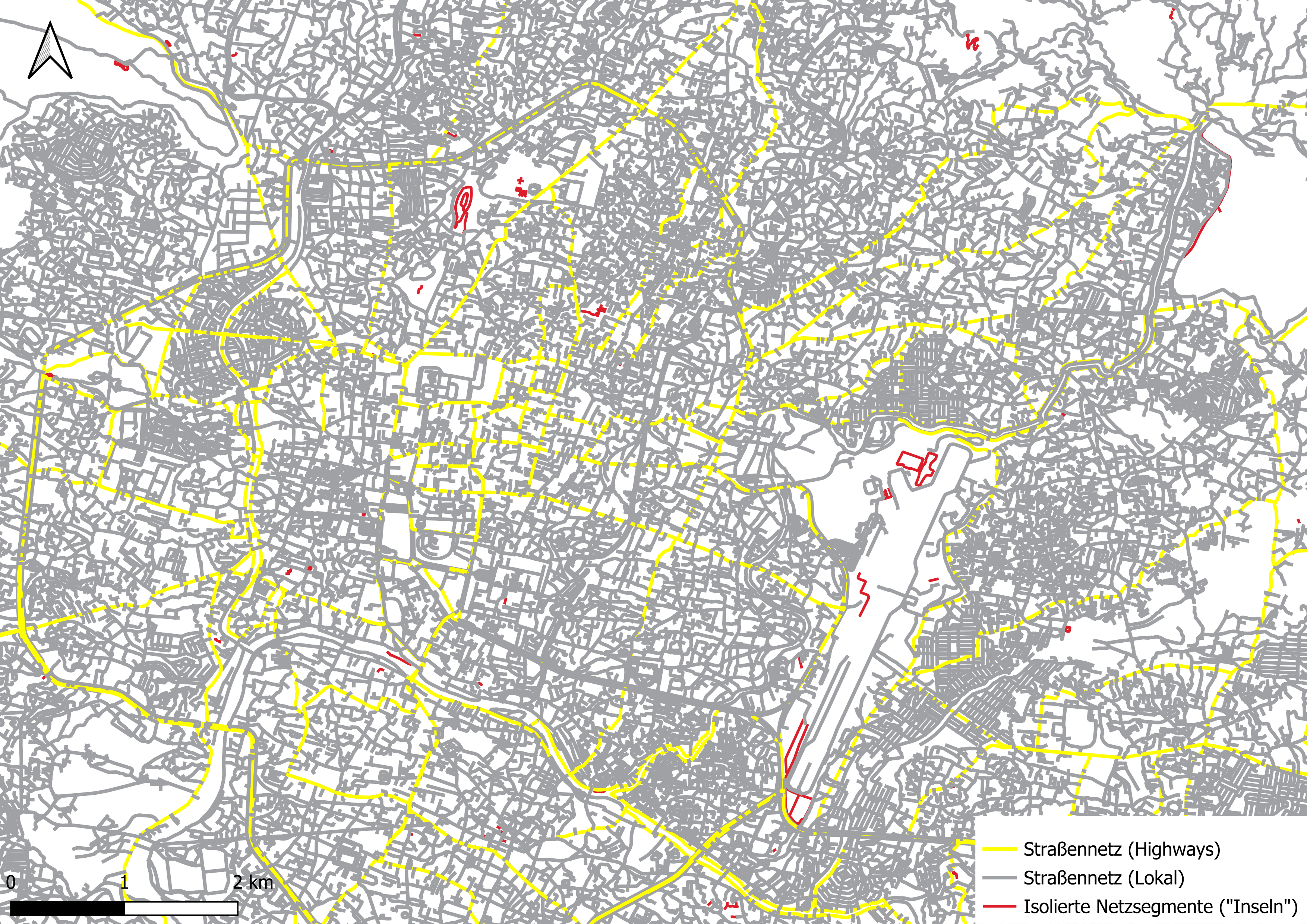 Straßennetz mit Inseln