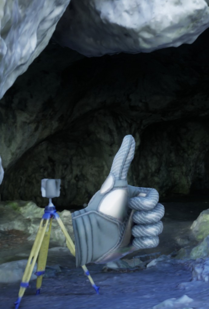 Blick in die Höhle mit Virtual Reality Brille.
