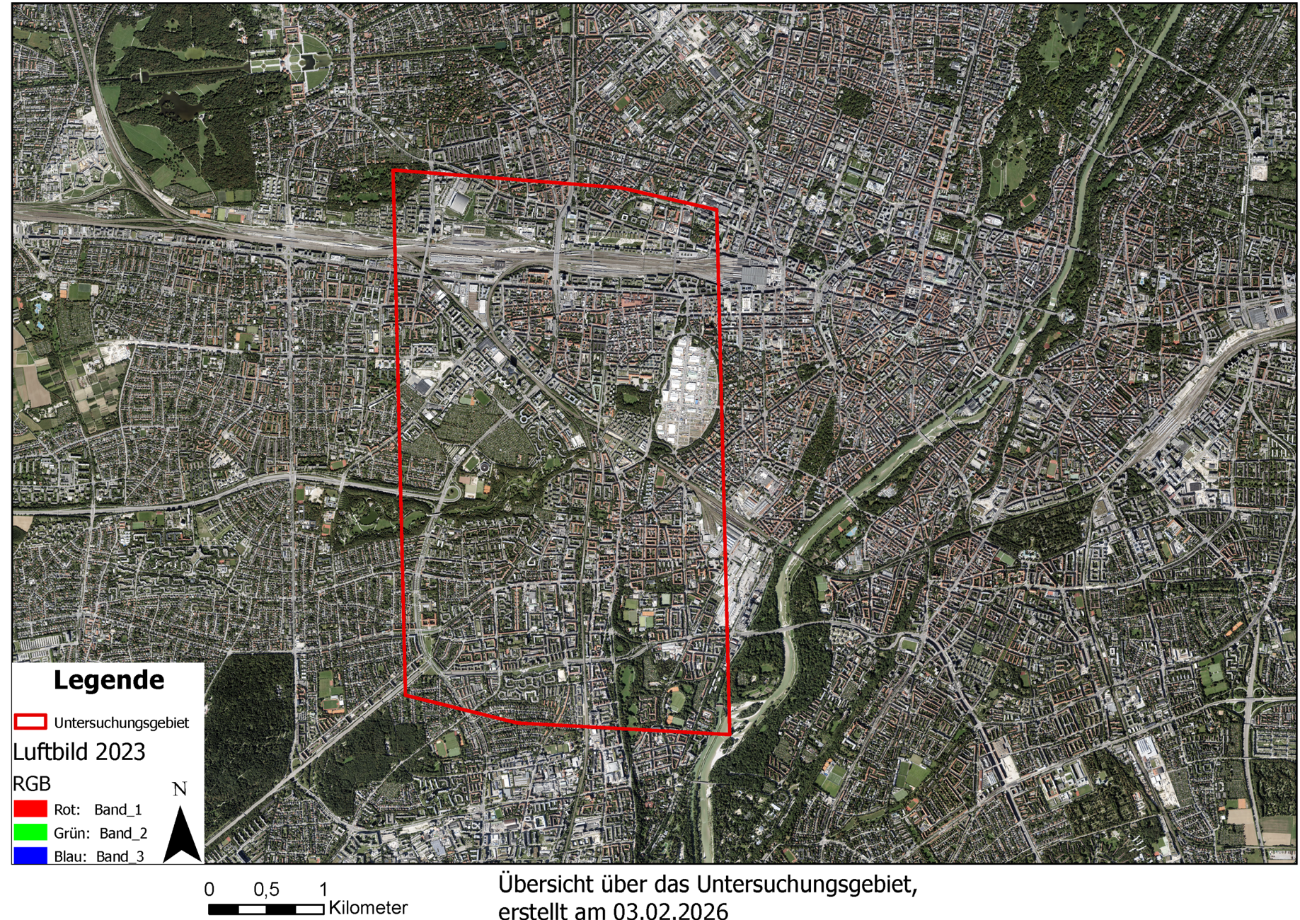 Luftbild mit Ausschnittmarkierung