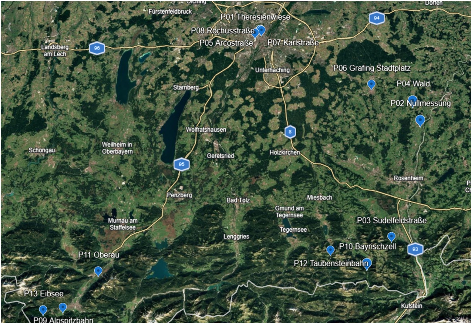 Satellitenbild mit Marken