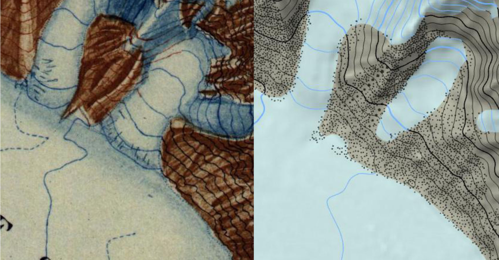 Historische und neue Karte