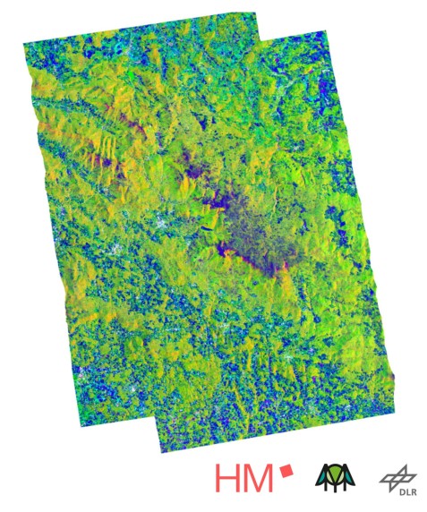 (Abbildung 4): Analyse von polarimetrischen L-Band-Radaraufnahmen bezüglich typischer Waldstrukturen im Nationalpark Bayerischer Wald
