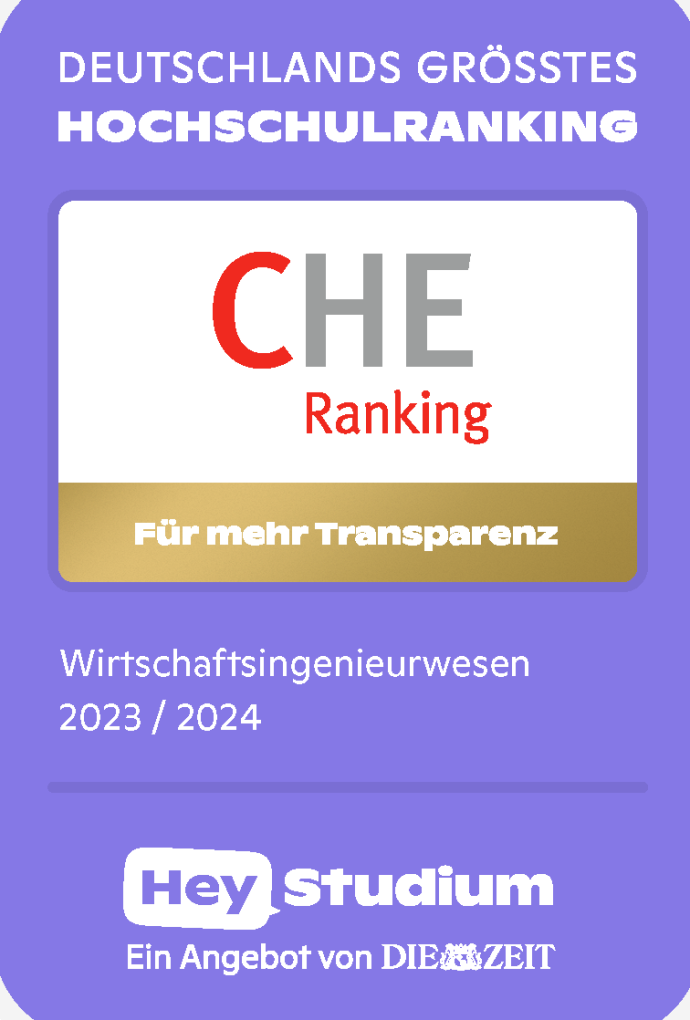 CHE Ranking Siegel 2023/24 für Wirtschaftsingenieurwesen