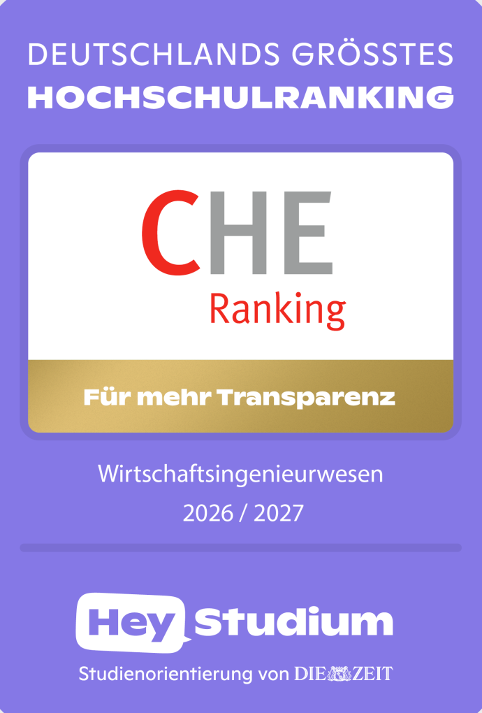 CHE Ranking Siegel 2026/27 für Wirtschaftsingenieurwesen