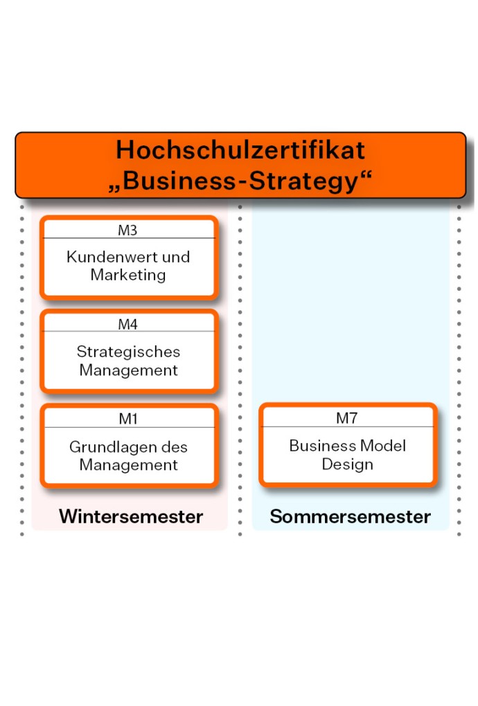 Modulaufbau des Hochschulzertifikats Business Strategy