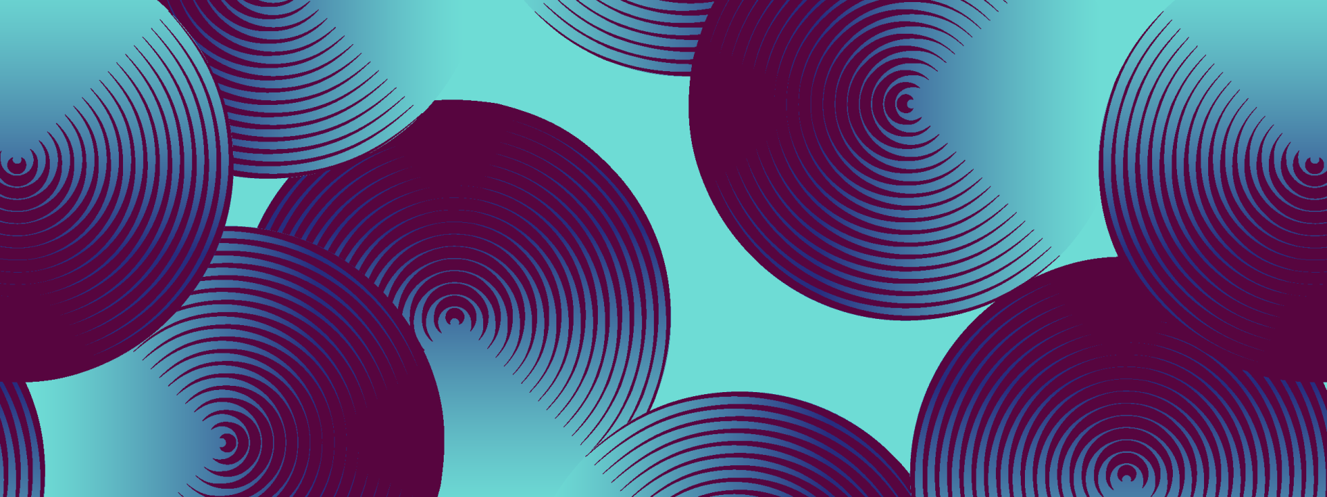 sich überlappende abstrakte Kreise in den Farben türkis und burgunder