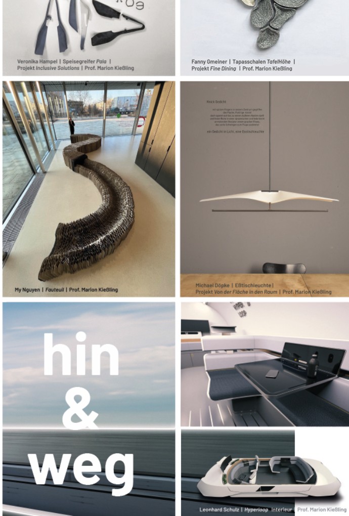 Bild zeigt ein Plakat mit mehrere Industriedesign Projekte