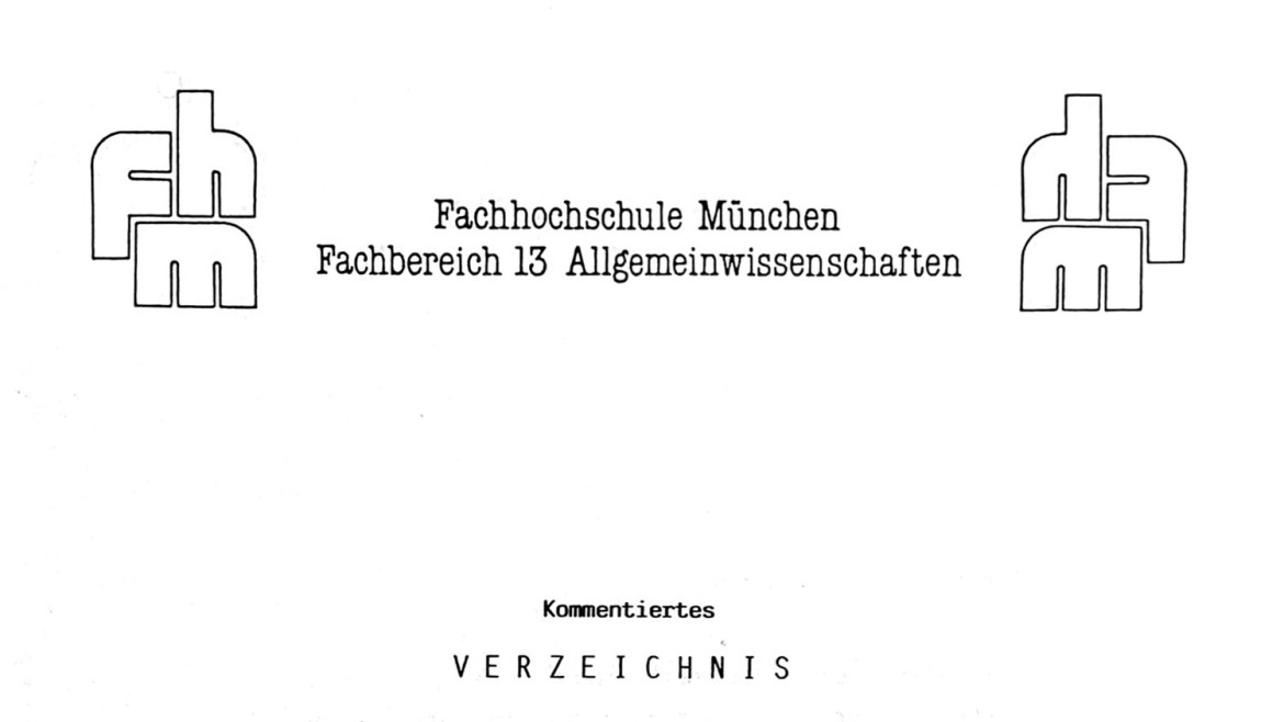 Kommentiertes Vorlesungsverzeichnis (1987/88)