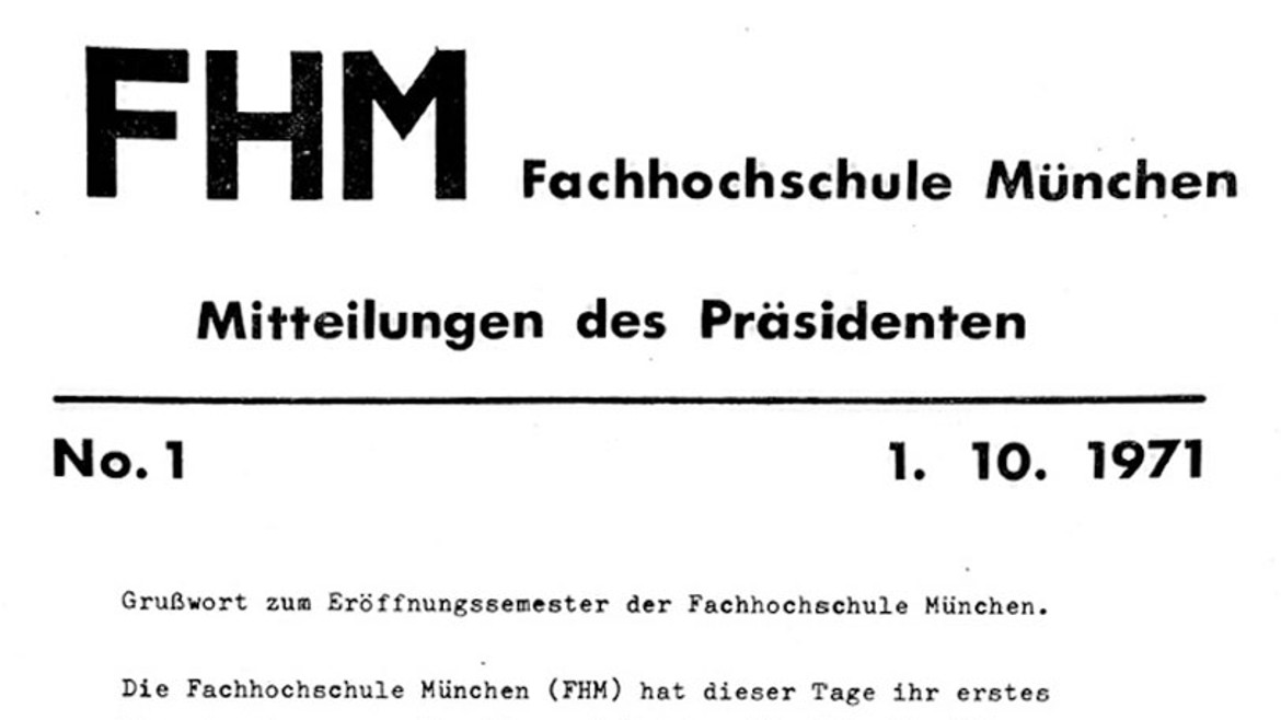 Mitteilung des FHM-Präsidenten (1971)