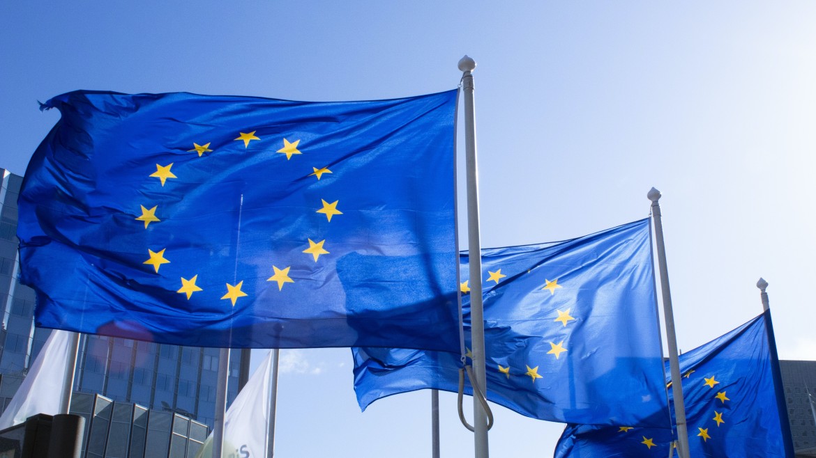 Drei Europäische Flaggen